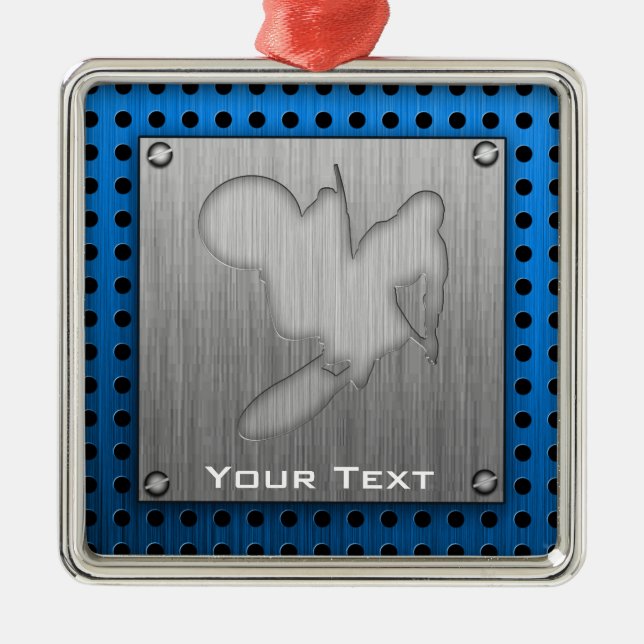 Motocross; Brushed Metal-look Metal Tree Decoration (Front)