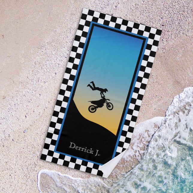 Motocross Chequered Beach Towel (Creator Uploaded)