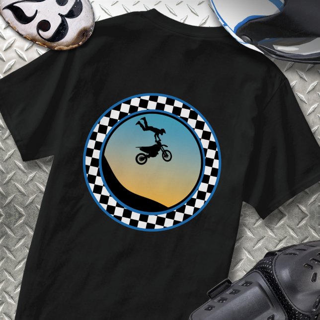 Motocross Chequered Round Design T-Shirt (Creator Uploaded)