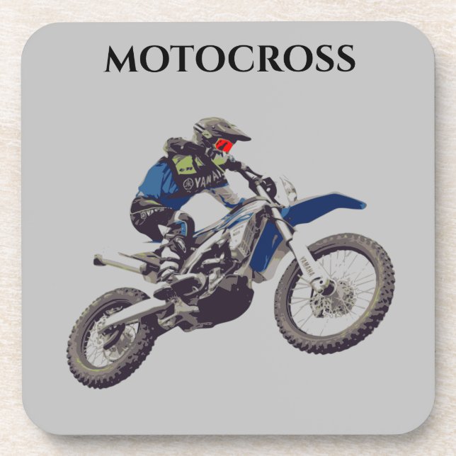 MOTOCROSS coasters with cork back set. (Front)