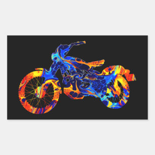 MOTOCROSS COLORFUL MIX NEON STYLE RECTANGULAR STICKER