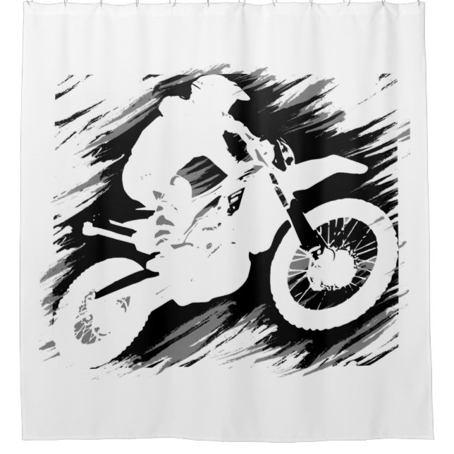 Motocross Competitive Sport Motorcycle Racing Shower Curtain (Front)