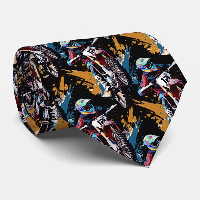 Motocross Competitive Sport Motorcycle Racing Tie (Rolled)