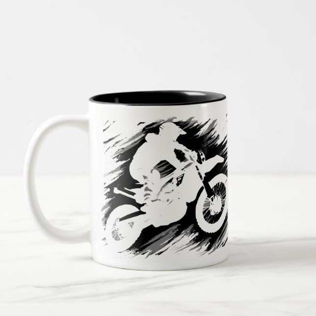 Motocross Competitive Sport Motorcycle Racing Two-Tone Coffee Mug (Left)