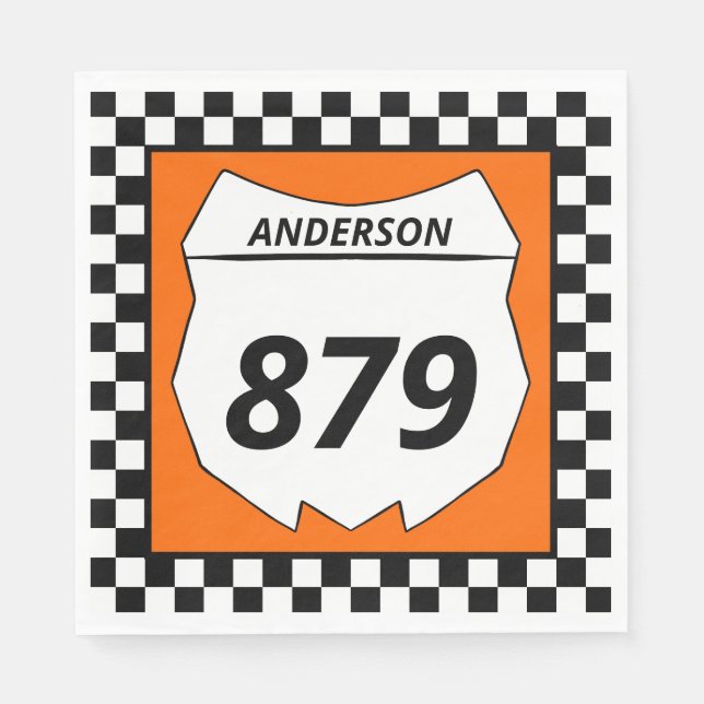 Motocross Custom Dirt Bike Number Plate on Orange Napkin (Front)