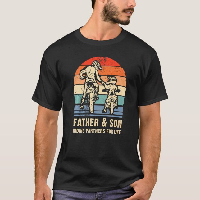 Motocross Dad Dirt Bike Father And Son Riding Part T-Shirt (Front)