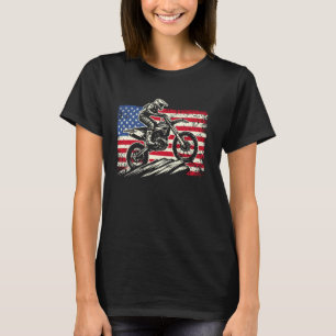 Motocross Dirt Bike American Flag USA 4th of July T-Shirt