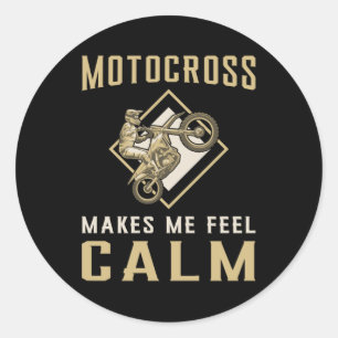 Motocross Dirt Bike Biker Keep Calm Funny Gift Classic Round Sticker