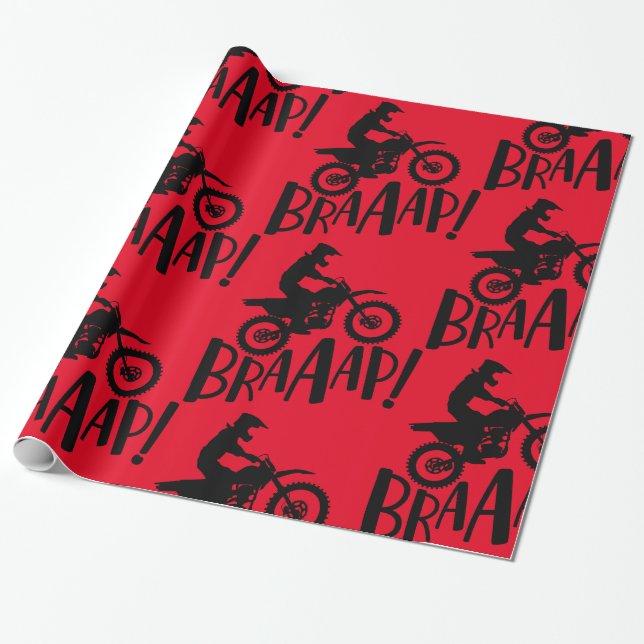 Motocross Dirt Bike Bikers Braap! Wrapping Paper (Unrolled)