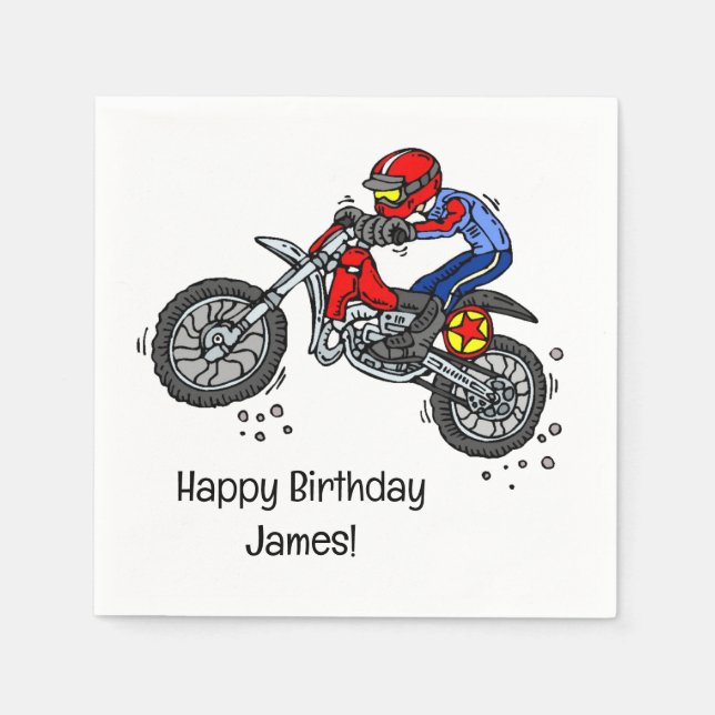 Motocross Dirt Bike Birthday Party Custom Napkin (Front)