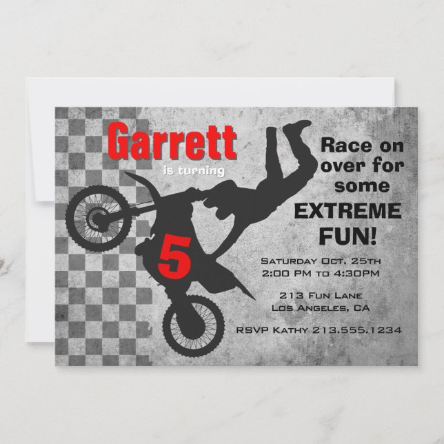 Motocross Dirt Bike Birthday Party Invitation (Front)