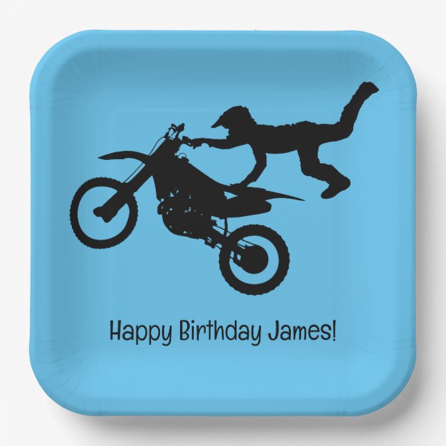 Motocross Dirt Bike Birthday Party Paper Plates (Front)