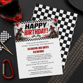 Motocross Dirt Bike Boys 8th Birthday Party Flyer