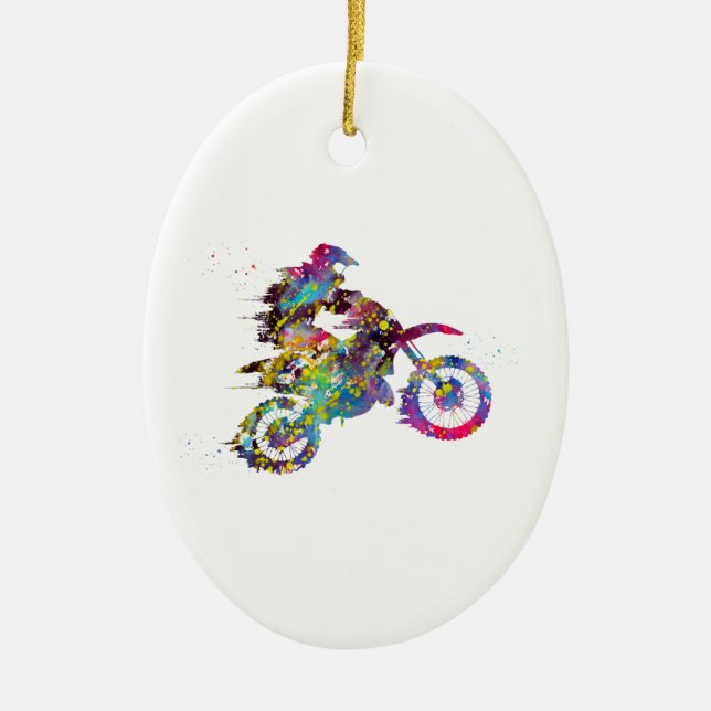 Motocross Dirt Bike Ceramic Ornament (Front)
