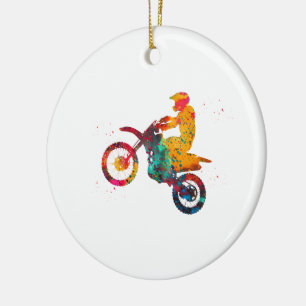 Motocross Dirt Bike Ceramic Ornament