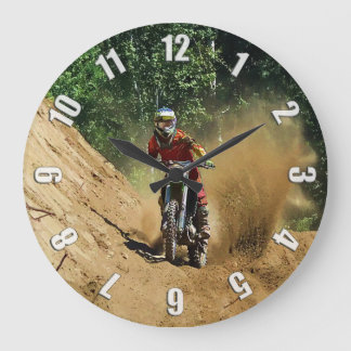 Motocross Dirt-Bike Champion Race Large Clock