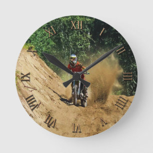 Motocross Dirt-Bike Champion Race Round Clock