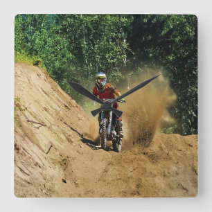 Motocross Dirt-Bike Champion Race Square Wall Clock