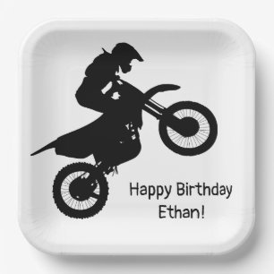 Motocross Dirt Bike Custom Birthday Paper Plate