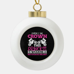 Motocross Dirt Bike Girl Ceramic Ball Christmas Ornament