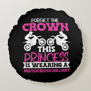 Motocross Dirt Bike Girl Round Cushion