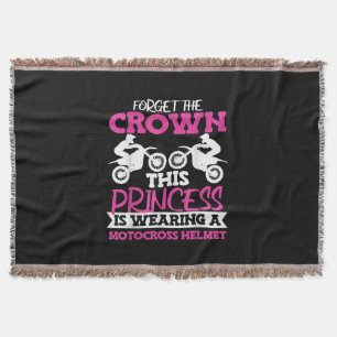 Motocross Dirt Bike Girl Throw Blanket