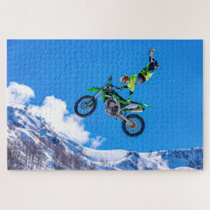 Motocross Dirt Bike Jump Mountains Extreme Sports Jigsaw Puzzle