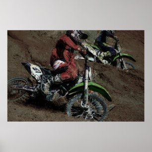 Motocross Dirt-Bike Racer Spraying Dirt Poster