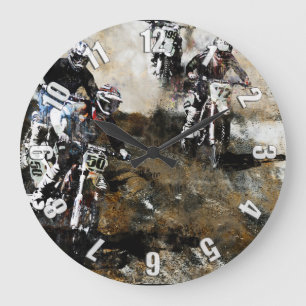 Motocross Dirt-Bike Racing Large Clock