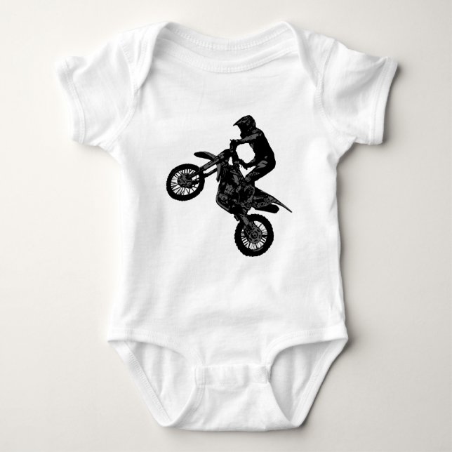Motocross Dirt-Bike Rider Baby Bodysuit (Front)