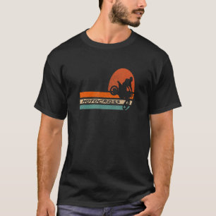Motocross Dirt Bike Rider Retro Rainbow Motorcycle T-Shirt