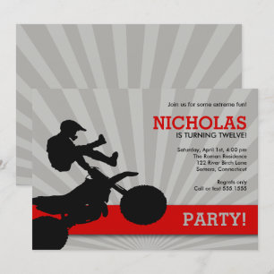 Motocross Dirtbike Invitation, Red and Black Invitation