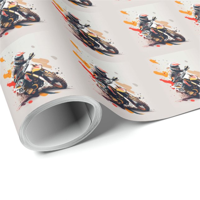 Motocross Fun Cartoon Wrapping Paper (Roll Corner)