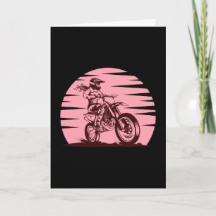 Motocross Girl Retro Vintage Pink Card