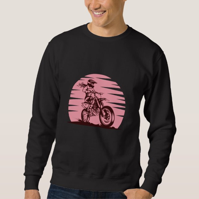 Motocross Girl Retro Vintage Pink Sweatshirt (Front)
