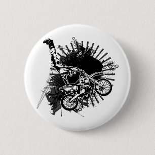 Motocross Grunge Jump 6 Cm Round Badge