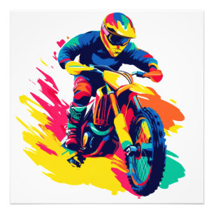 Motocross Illustration Watercolour Art Painting Photo Print