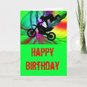 Motocross in Psychedelic Spider Web Card