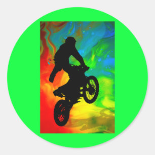 Motocross in Solar meltdown Classic Round Sticker