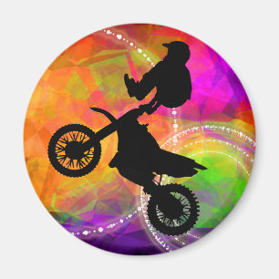 Motocross Jump in Fire Circles Magnet