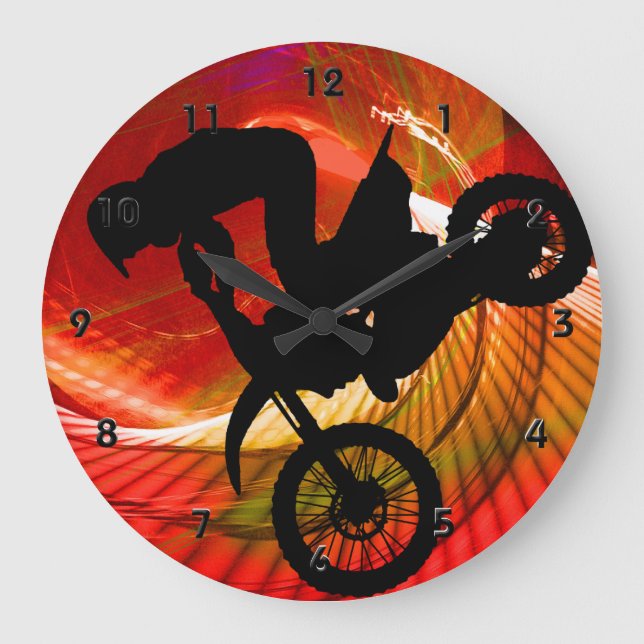 Motocross Light Streaks in a Wind Tunnel Large Clock (Front)