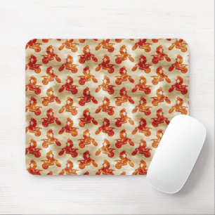 Motocross Love Motorcycle Pattern Biker Orange Mouse Pad