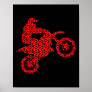 Motocross Lovers Valentine Hearts Love Dirt Bike S Poster