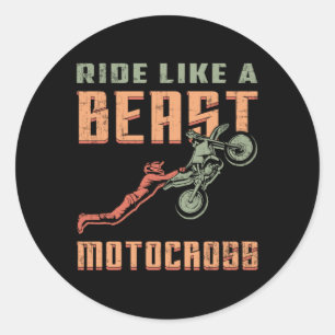 Motocross Motorcycle Bike Biker Dirt Funny Gift Classic Round Sticker