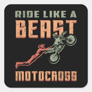 Motocross Motorcycle Bike Biker Dirt Funny Gift Square Sticker