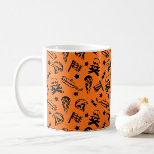 Motocross Motorcycle Helmet Racing Skull Orange Coffee Mug