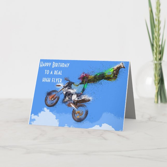 Motocross  Motorcycle Racing Birthday Card (Front)