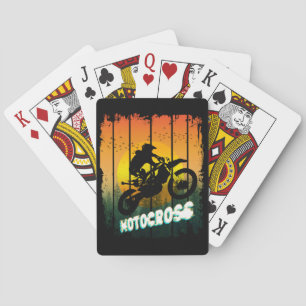 Motocross nature riding motorcycle sports rider playing cards