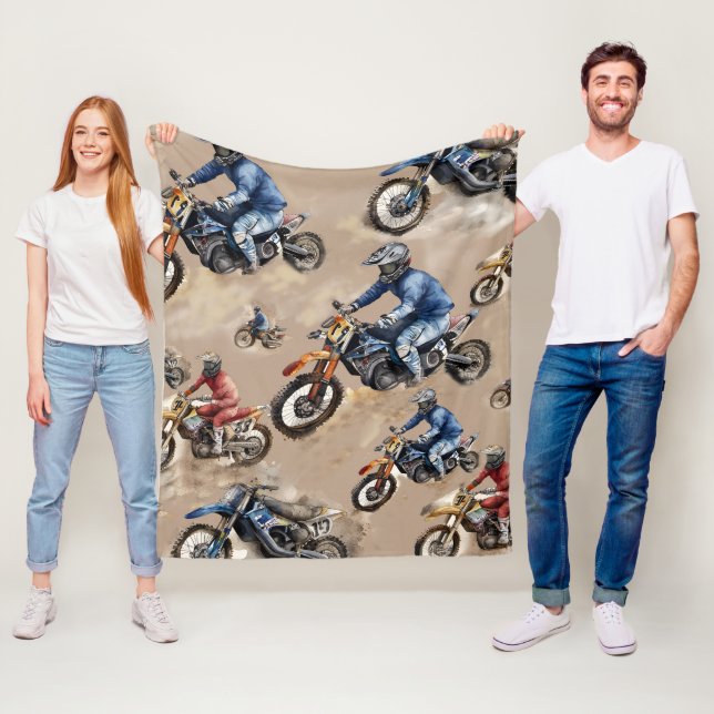 Motocross off-road art  fleece blanket (In Situ)