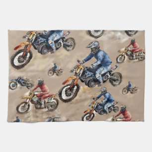 Motocross off-road art tea towel